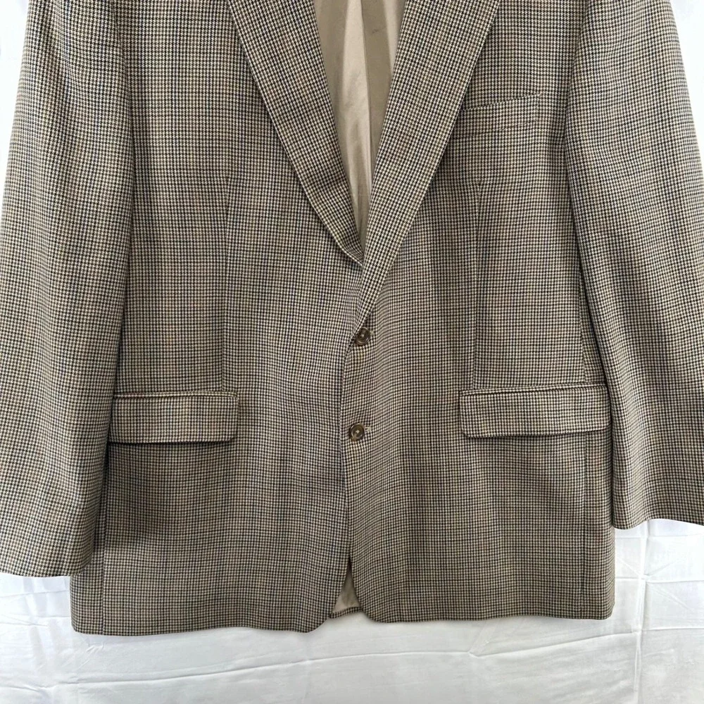 Lauren Ralph‎ Lauren Sport Coat Mens 48L Brown Houndstooth 100% Wool Blazer